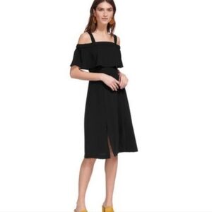 Whistles S8 Cold Shoulder Black Midi Dress